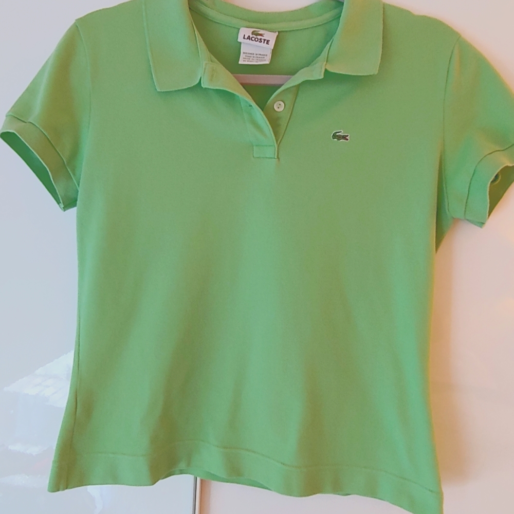 Lacoste Women's Polo Shirt Short Sleeve Lime Green. Size 46 Large